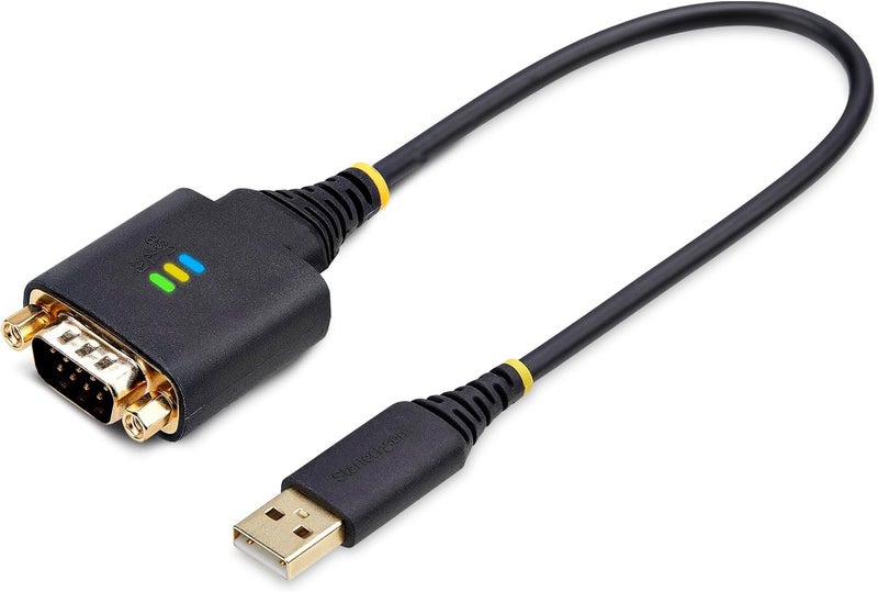 Star Tech 1ft/30cm USB to Serial Adapter Cable, COM Retention, FTDI, USB-A to DB9 RS232, Interchangeable DB9 Nuts/Screws - Image 1